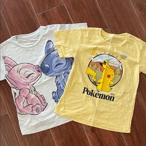 Stitch Blue and Pokemon Yellow Pikachu Kids T-Shirt